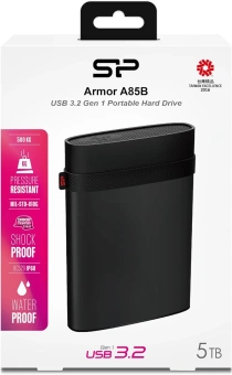 Жесткий диск Silicon Power USB3.0 5TB SP050TBPHD85BS3K A85B Armor (5400rpm) 2.5" черный - купить недорого с доставкой в интернет-магазине