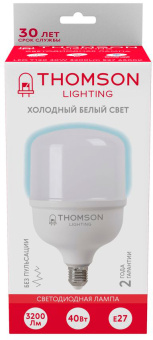 Лампа светодиодная Thomson TH-B2365 40Вт цок.:E27 цилин. 220B 6500K св.свеч.бел.хол. T120 (упак.:1шт) - купить недорого с доставкой в интернет-магазине
