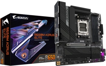 Материнская плата Gigabyte B650M AORUS ELITE SocketAM5 AMD B650 mATX AC`97 8ch(7.1) 2.5Gg RAID+HDMI+DP - купить недорого с доставкой в интернет-магазине