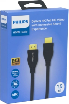 Кабель аудио-видео Philips 4K 30 Гц Full HD HDMI (m)/HDMI (m) 1.5м. позолоч.конт. черный (SWV2110/56) - купить недорого с доставкой в интернет-магазине
