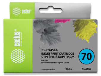 Картридж струйный Cactus CS-C9454A №70 желтый (130мл) для HP DJ Z3100 - купить недорого с доставкой в интернет-магазине