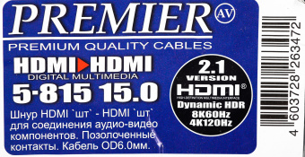 Кабель соединительный аудио-видео Premier 5-815 HDMI (m)/HDMI (m) 15м. позолоч.конт. черный (5-815 15.0) - купить недорого с доставкой в интернет-магазине