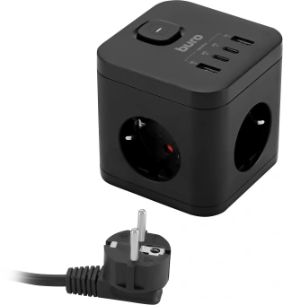 Сетевой удлинитель Buro BU-PC3.1UС-Plus-B 1.5м (3 розетки) черный (коробка) - купить недорого с доставкой в интернет-магазине
