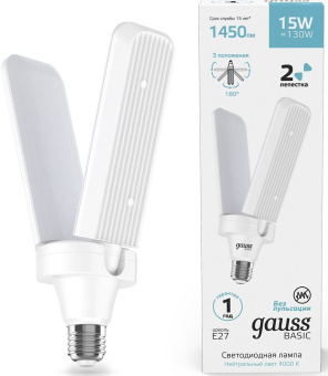Лампа светодиодная Gauss Basic 11732212 15Вт цок.:E27 клевер 220B 4000K св.свеч.бел.нейт. (упак.:1шт) - купить недорого с доставкой в интернет-магазине