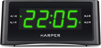 Радиобудильник Harper HCLK-1006 черный LED подсв:зеленая часы:цифровые AM/FM - купить недорого с доставкой в интернет-магазине