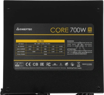 Блок питания Chieftec ATX 700W Core BBS-700S-Bulk 80+ gold (20+4pin) APFC 120mm fan 6xSATA - купить недорого с доставкой в интернет-магазине