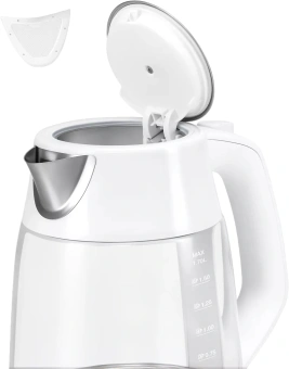 Чайник электрический Polaris PWK 1760CGL 1.7л. 2150Вт белый корпус: стекло/металл - купить недорого с доставкой в интернет-магазине