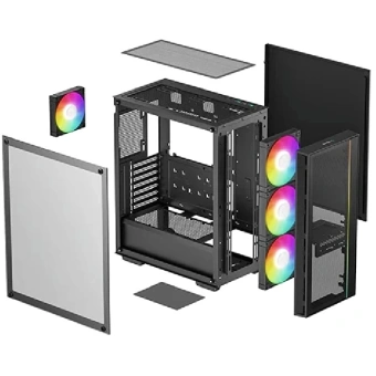 Корпус Deepcool Matrexx 55 V4 MESH черный без БП ATX 7x120mm 2x140mm 2xUSB3.0 audio bott PSU - купить недорого с доставкой в интернет-магазине