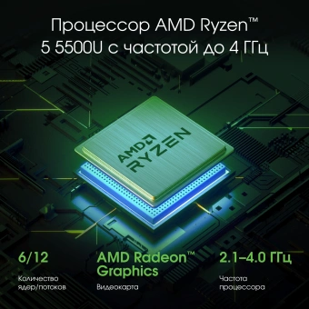 Ноутбук Digma Pro Sprint N Ryzen 5 5500U 8Gb SSD512Gb AMD Radeon Graphics 15.6" IPS FHD (1920x1080) Windows 11 Pro dk.grey WiFi BT Cam 4700mAh (DN15R5-8DXW05) - купить недорого с доставкой в интернет-магазине