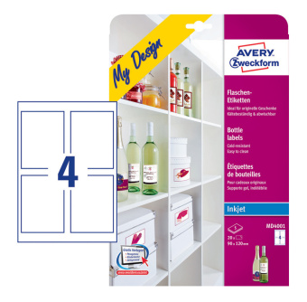 Этикетки Avery Zweckform MD4001 A4 120x90мм 4шт на листе/5л./белый глянцевое самоклей. для струйной печати - купить недорого с доставкой в интернет-магазине