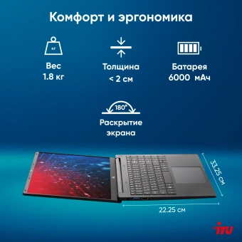 Ноутбук IRU Strato 15ALI Core i5 1235U 8Gb SSD256Gb Intel Iris Xe graphics 15.6" IPS FHD (1920x1080) FreeDOS black WiFi BT Cam 6000mAh (2058943) - купить недорого с доставкой в интернет-магазине