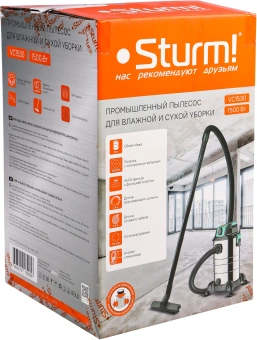 Строительный пылесос Sturm! VC1530 1500Вт (уборка: сухая/сбор воды/выдув) синий - купить недорого с доставкой в интернет-магазине