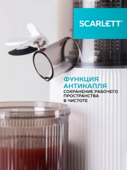 Соковыжималка шнековая Scarlett SC-JE50S63 400Вт рез.сок.:600мл. белый - купить недорого с доставкой в интернет-магазине