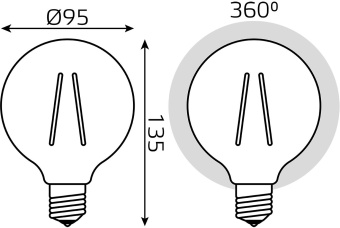 Лампа светодиодная Gauss Filament G95 6Вт цок.:E27 шар 220B св.свеч.бел.теп. (упак.:1шт) (105802006) - купить недорого с доставкой в интернет-магазине