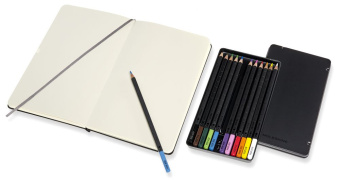 Набор Moleskine Art Collection Sketching блокнот для рисования/акварельные карандаши Large нелинованный черный - купить недорого с доставкой в интернет-магазине