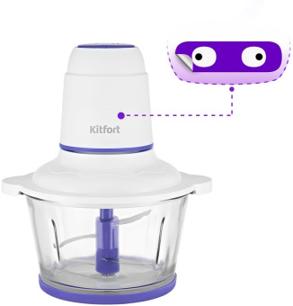 Измельчитель электрический Kitfort КТ-3050-1 1.5л. 400Вт белый/фиолетовый - купить недорого с доставкой в интернет-магазине