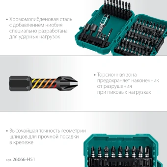 Набор бит Kraftool 26066-H51 универсал. (51пред.) для шуруповертов - купить недорого с доставкой в интернет-магазине