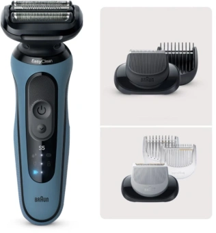 Бритва сетчатая Braun 52-A1650s реж.эл.:2 питан.:элек.сеть/аккум. синий - купить недорого с доставкой в интернет-магазине
