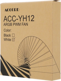 Вентилятор для корпуса Accord ACC-YH12 ARGB 120х120x25 белый 4-pin 27дБ (ACC-YH12 ARGB WHITE) brown box - купить недорого с доставкой в интернет-магазине