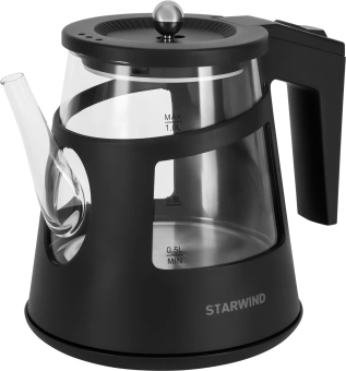 Чайник электрический Starwind SKG2113 1л. 1000Вт черный/прозрачный корпус: стекло - купить недорого с доставкой в интернет-магазине