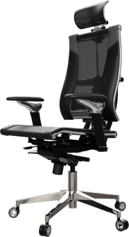 Кресло руководителя эргономичное Метта Yoga Spine Triumph L2 (M06) черный сиденье черный сет./экокожа с подголов. крестов.5-луч. металл хром - купить недорого с доставкой в интернет-магазине