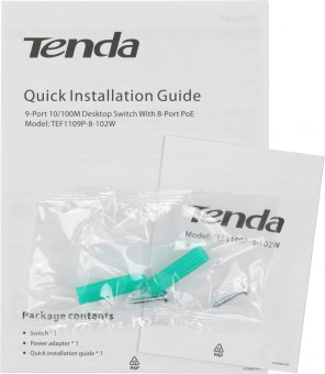 Коммутатор Tenda TEF1109P-8-102W (L2) 9x100Мбит/с 8PoE 92W неуправляемый - купить недорого с доставкой в интернет-магазине