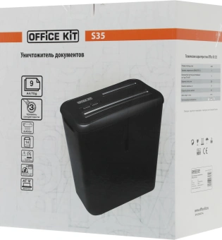 Шредер Office Kit S35 (секр.P-4) фрагменты 9лист. 14лтр. пл.карты CD - купить недорого с доставкой в интернет-магазине