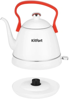 Чайник электрический Kitfort КТ-6793 1л. 1500Вт белый/красный корпус: металл - купить недорого с доставкой в интернет-магазине
