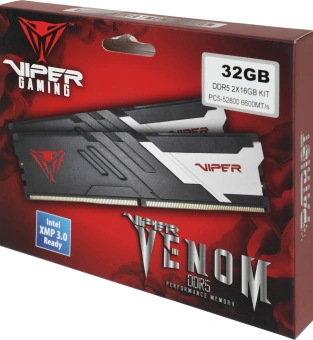 Память DDR5 2x16Gb 6600MHz Patriot PVV532G660C34K Viper Venom RTL Gaming PC5-52800 CL34 DIMM 288-pin 1.4В kit с радиатором Ret - купить недорого с доставкой в интернет-магазине