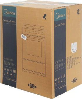 Плита Газовая Midea MFO-M4G20T0E(WH) белый/черный (стеклянная крышка) реш.чугун - купить недорого с доставкой в интернет-магазине