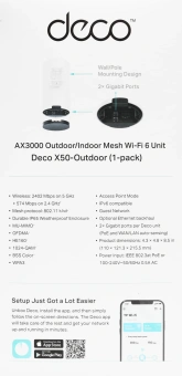 Бесшовный Mesh роутер TP-Link Deco X50-Outdoor(1-pack) AX3000 1000BASE-T белый - купить недорого с доставкой в интернет-магазине