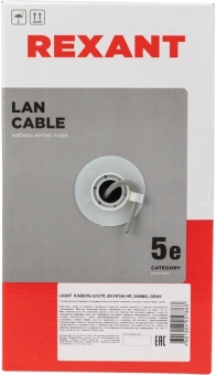 Кабель информационный Rexant LIGHT 01-0059 кат.5E UTP 4 пары 24AWG нг(А)-HF внутренний 305м серый - купить недорого с доставкой в интернет-магазине