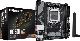Материнская плата Gigabyte B650I AX SocketAM5 AMD B650 2xDDR5 mini-ITX AC`97 8ch(7.1) 2.5Gg RAID+HDMI+DP - купить недорого с доставкой в интернет-магазине