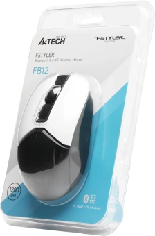 Мышь A4Tech Fstyler FB12 белый/черный оптическая 1200dpi беспров. BT/Radio USB 3but (FB12 PANDA) - купить недорого с доставкой в интернет-магазине