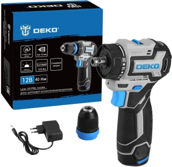 Дрель-шуруповерт Deko Loner 12V Pro аккум. патрон:быстрозажимной (кейс в комплекте) (085-1121) - купить недорого с доставкой в интернет-магазине