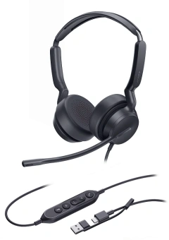 Гарнитура проводная Yealink UH42 SE Dual UC USB-C/A черный - купить недорого с доставкой в интернет-магазине