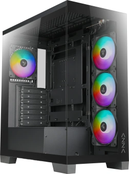 Корпус Azza Cove черный без БП ATX 6x120mm 2x140mm 1xUSB2.0 1xUSB3.0 audio bott PSU - купить недорого с доставкой в интернет-магазине