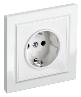 Розетка силов. IEK Brite РСР14-1-0-БрБ BR-R14-16-K01-F одинар. скрыт. зазем. штор. IP20 белый (упак.:1шт) - купить недорого с доставкой в интернет-магазине