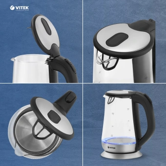 Чайник электрический Vitek VT-7036 1.7л. 2200Вт прозрачный корпус: стекло - купить недорого с доставкой в интернет-магазине