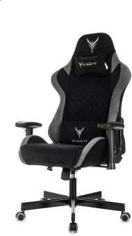 Кресло игровое Knight Regal Fabric черный/серый искусственная замша с подголов. крестов. металл - купить недорого с доставкой в интернет-магазине