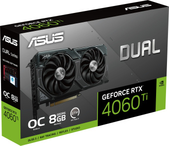 Видеокарта Asus PCI-E 4.0 DUAL-RTX4060TI-O8G NVIDIA GeForce RTX 4060TI 8Gb 128bit GDDR6 2520/18000 HDMIx1 DPx3 HDCP Ret - купить недорого с доставкой в интернет-магазине