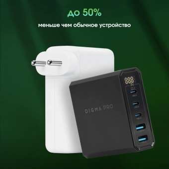 Настольное зар./устр. Digma Pro DPW10A 140W 5A (PD+QC) 3хUSB-C/2xUSB-A универсальное черный (DPW1A4G024BK) - купить недорого с доставкой в интернет-магазине