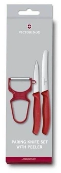 Набор ножей кухон. Victorinox Swiss Classic (6.7111.35) компл.:3предм. овощеч. красный карт.коробка - купить недорого с доставкой в интернет-магазине