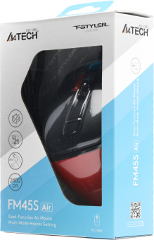 Мышь A4Tech Fstyler FM45S Air красный/черный оптическая 2400dpi silent USB 7but (FM45S AIR USB (SPORTS RED)) - купить недорого с доставкой в интернет-магазине