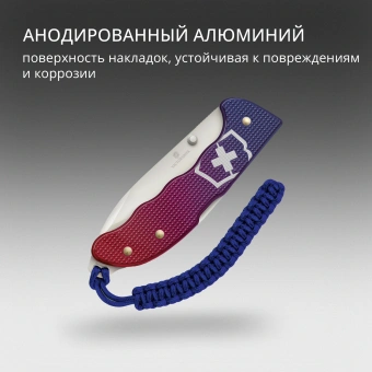 Нож перочинный Victorinox Evoke Alox (0.9415.D221) 136мм 5функц. синий/красный подар.коробка в комплекте: паракорд - купить недорого с доставкой в интернет-магазине