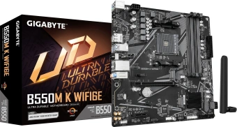 Материнская плата Gigabyte B550M K WF6E Soc-AM4 AMD B550 4xDDR4 mATX AC`97 8ch(7.1) GbLAN RAID+HDMI+DP - купить недорого с доставкой в интернет-магазине