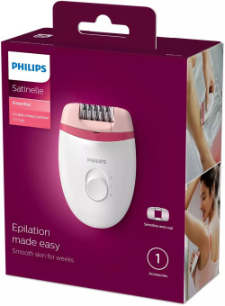 Эпилятор Philips BRE235/00 скор.:2 насад.:1 от электр.сети белый/розовый - купить недорого с доставкой в интернет-магазине