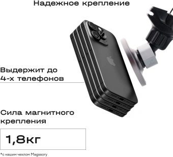 Держатель Magssory KIT002 магнитный беспров.з/у. серый для смартфонов - купить недорого с доставкой в интернет-магазине