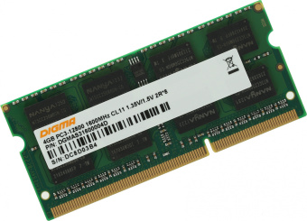 Память DDR3 4Gb 1600MHz Digma DGMAS31600004D RTL PC3-12800 CL11 SO-DIMM 204-pin 1.5В dual rank Ret - купить недорого с доставкой в интернет-магазине