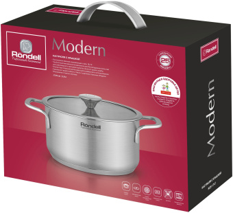 Кастрюля Rondell Modern RDS-1747 2.8л. d=20см (с крышкой) стальной - купить недорого с доставкой в интернет-магазине